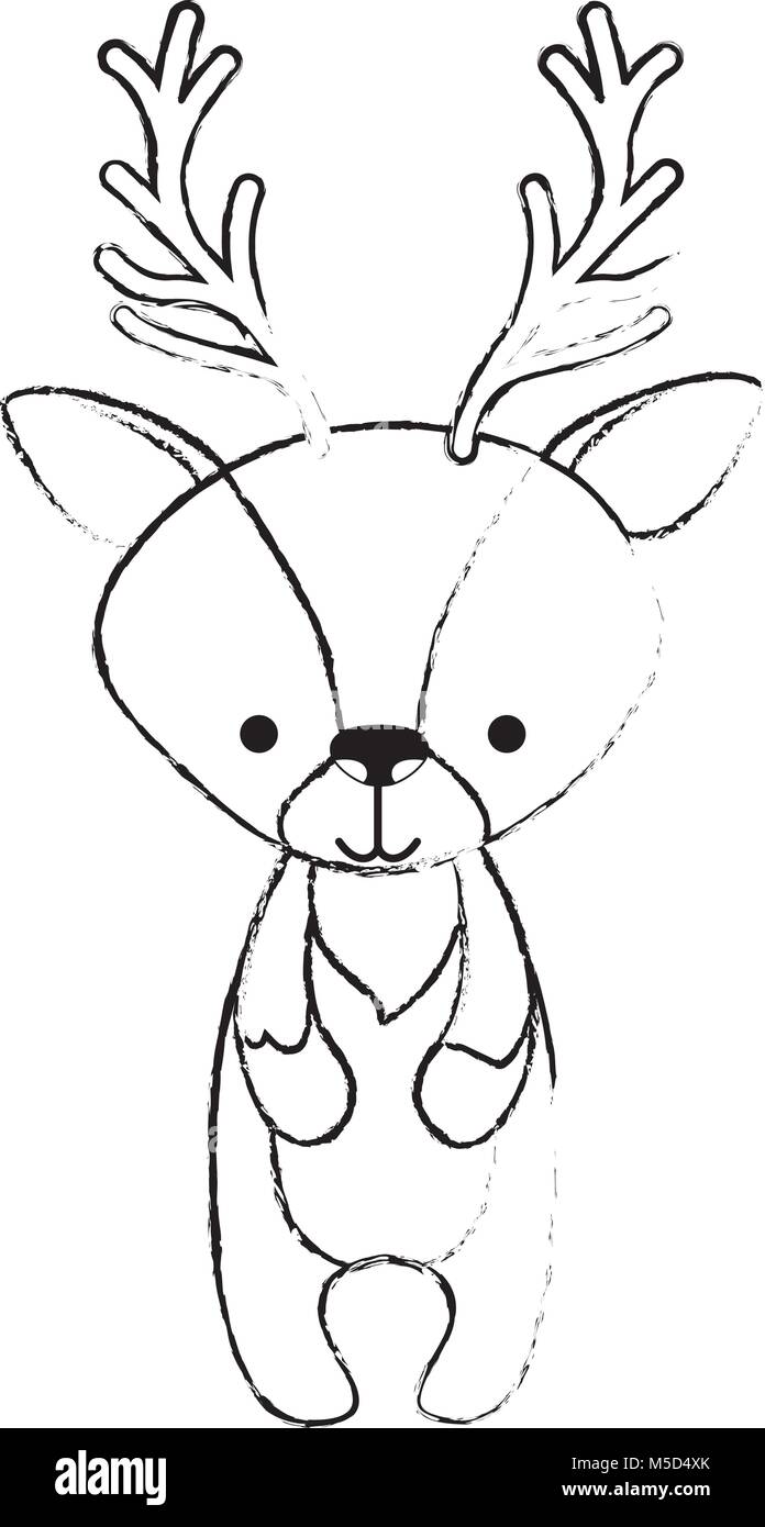 Bellissimo bosco di renne carattere Illustrazione Vettoriale