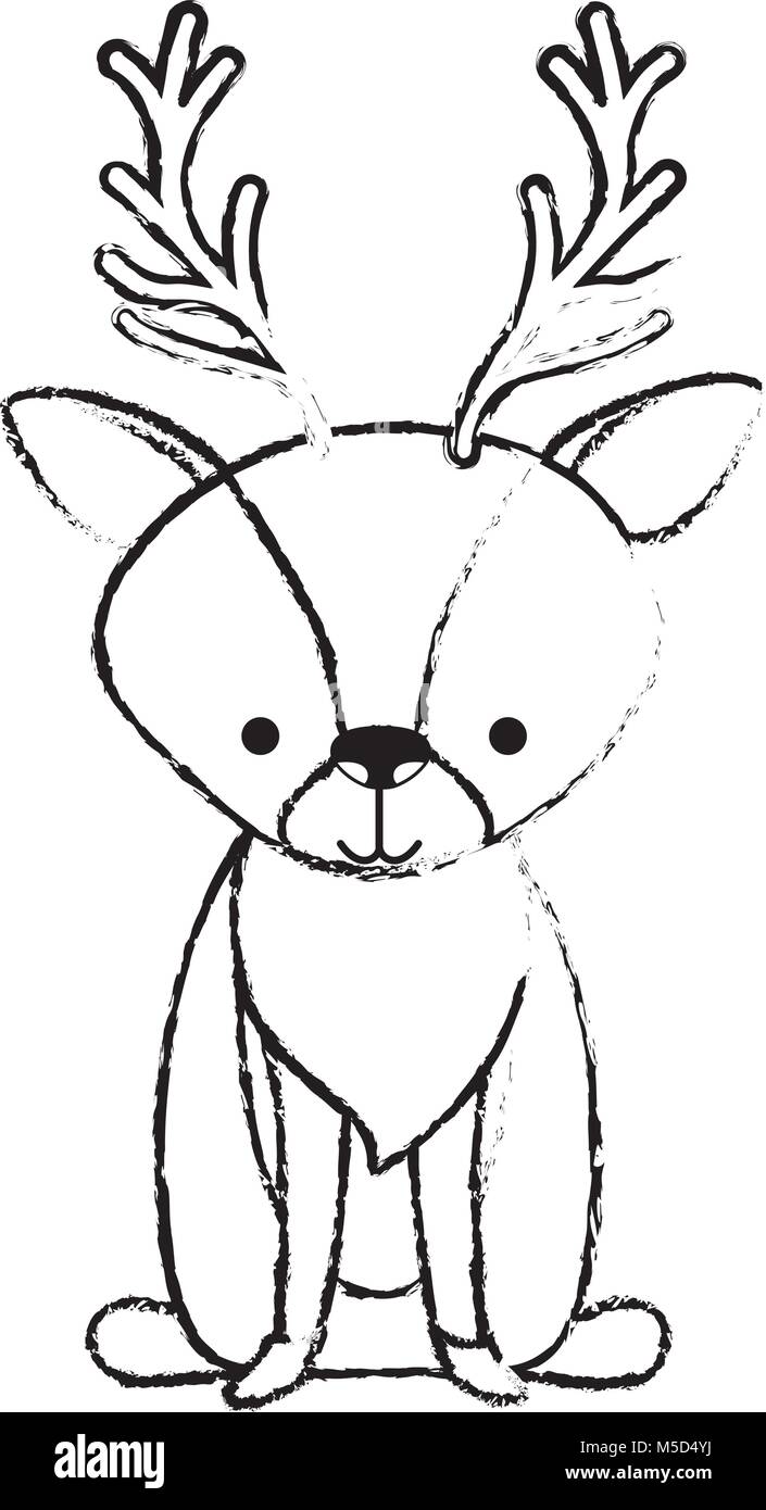 Bellissimo bosco di renne carattere Illustrazione Vettoriale