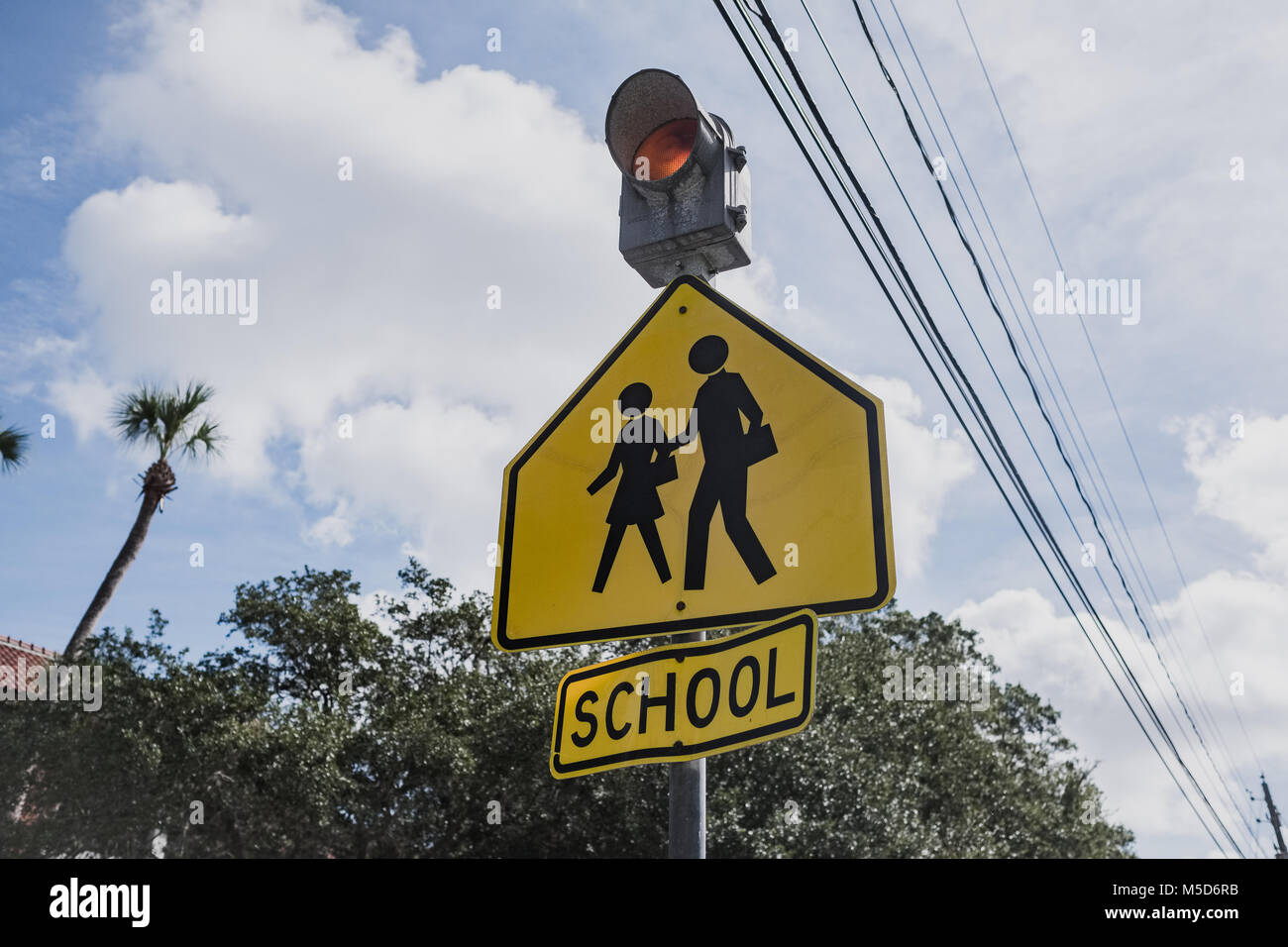 Segno della scuola di St. Augustine, Florida, America del Nord Foto Stock
