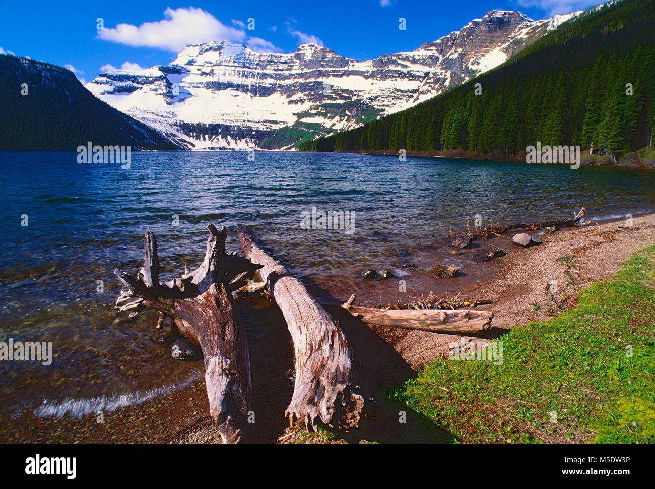 Cameron lago, lago di montagna, il Monte Custer, montagna, neve, Parco Nazionale dei laghi di Waterton, Alberta, Canada Foto Stock