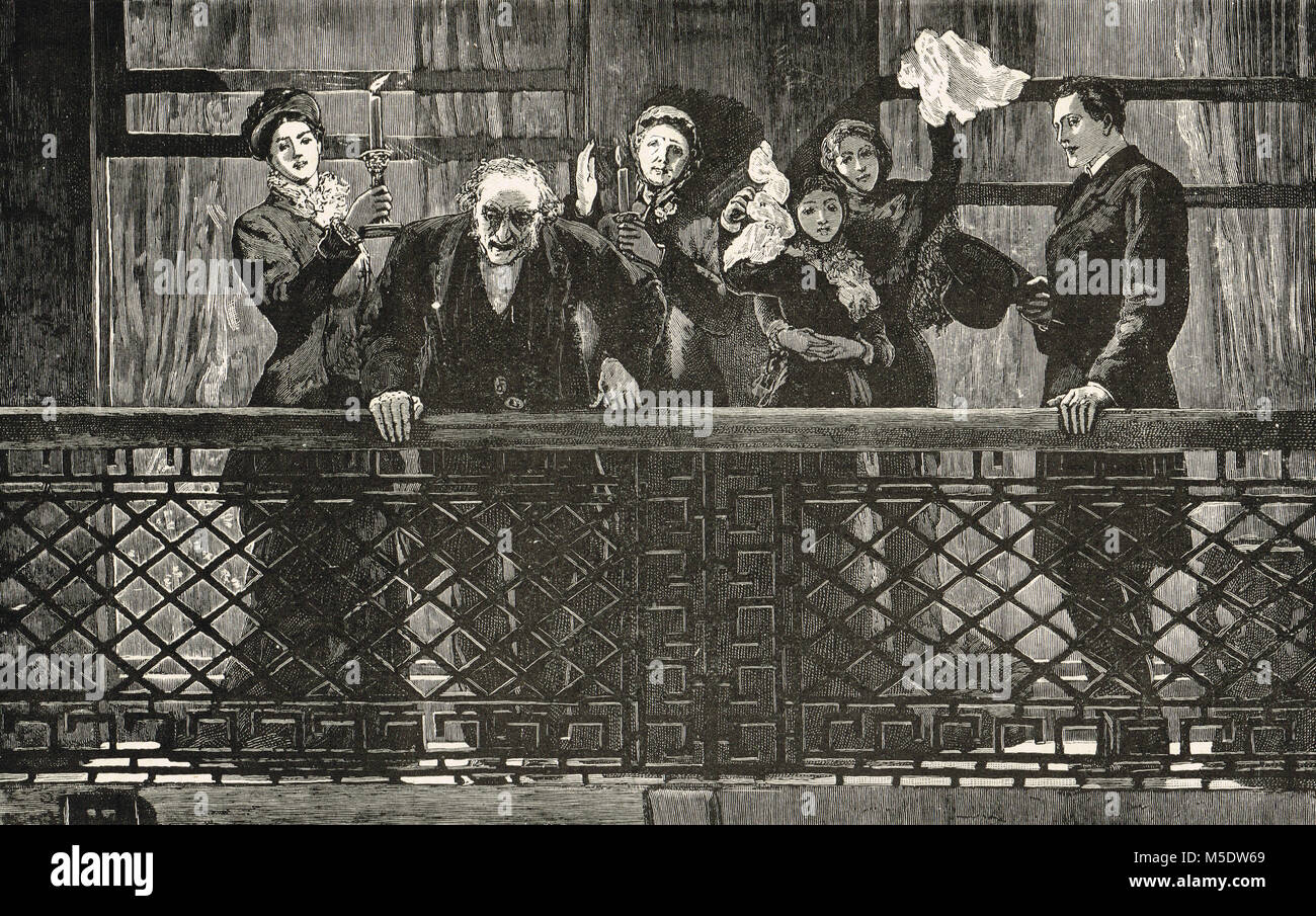 Gladstone rivolgendosi alla folla dal balcone della Camera dei Lord Rosebery's House, George Street, Edimburgo, dopo la vittoria nella campagna di Midlothian Foto Stock