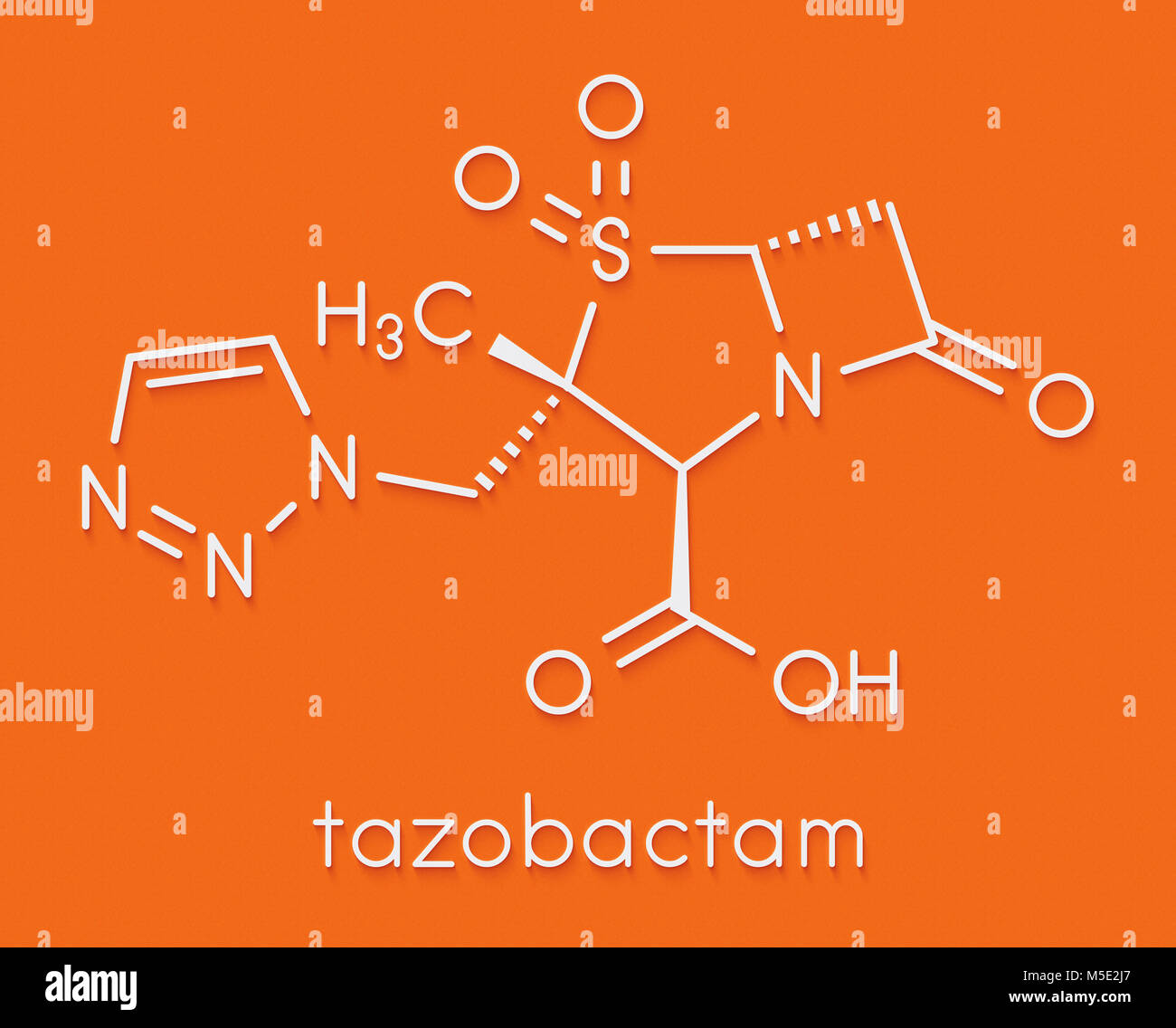 Tazobactam molecola di farmaco. Inibitore di natura batterica beta-lattamasi enzimi. Formula di scheletro. Foto Stock