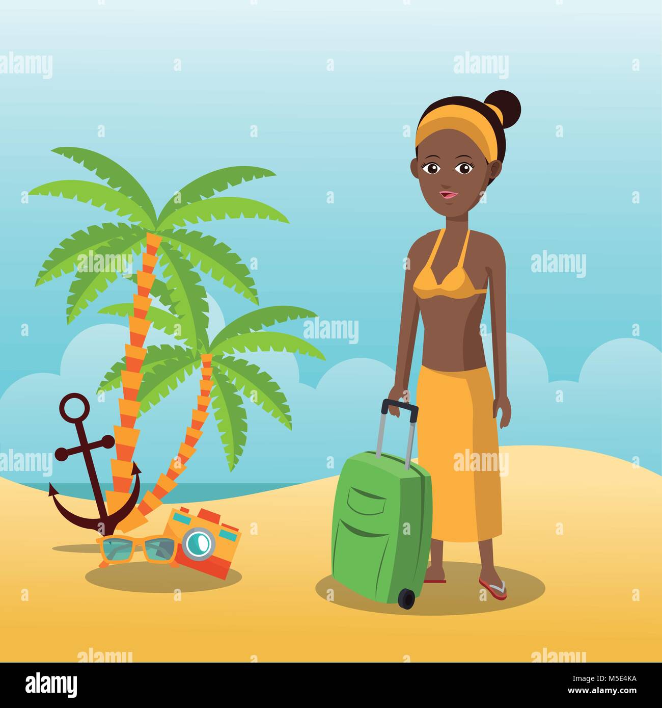 Turisti in spiaggia Illustrazione Vettoriale