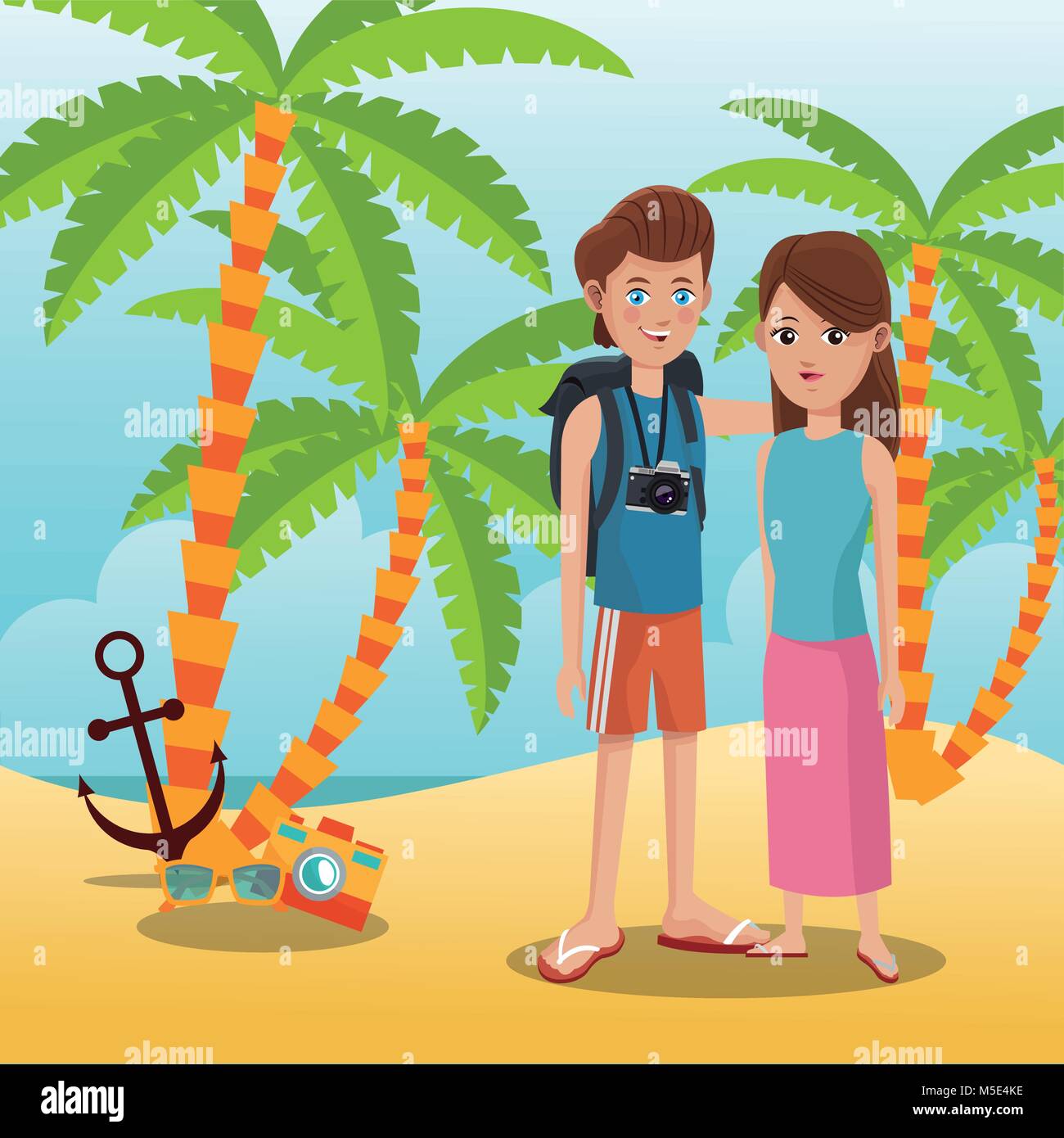 Turisti in spiaggia Illustrazione Vettoriale