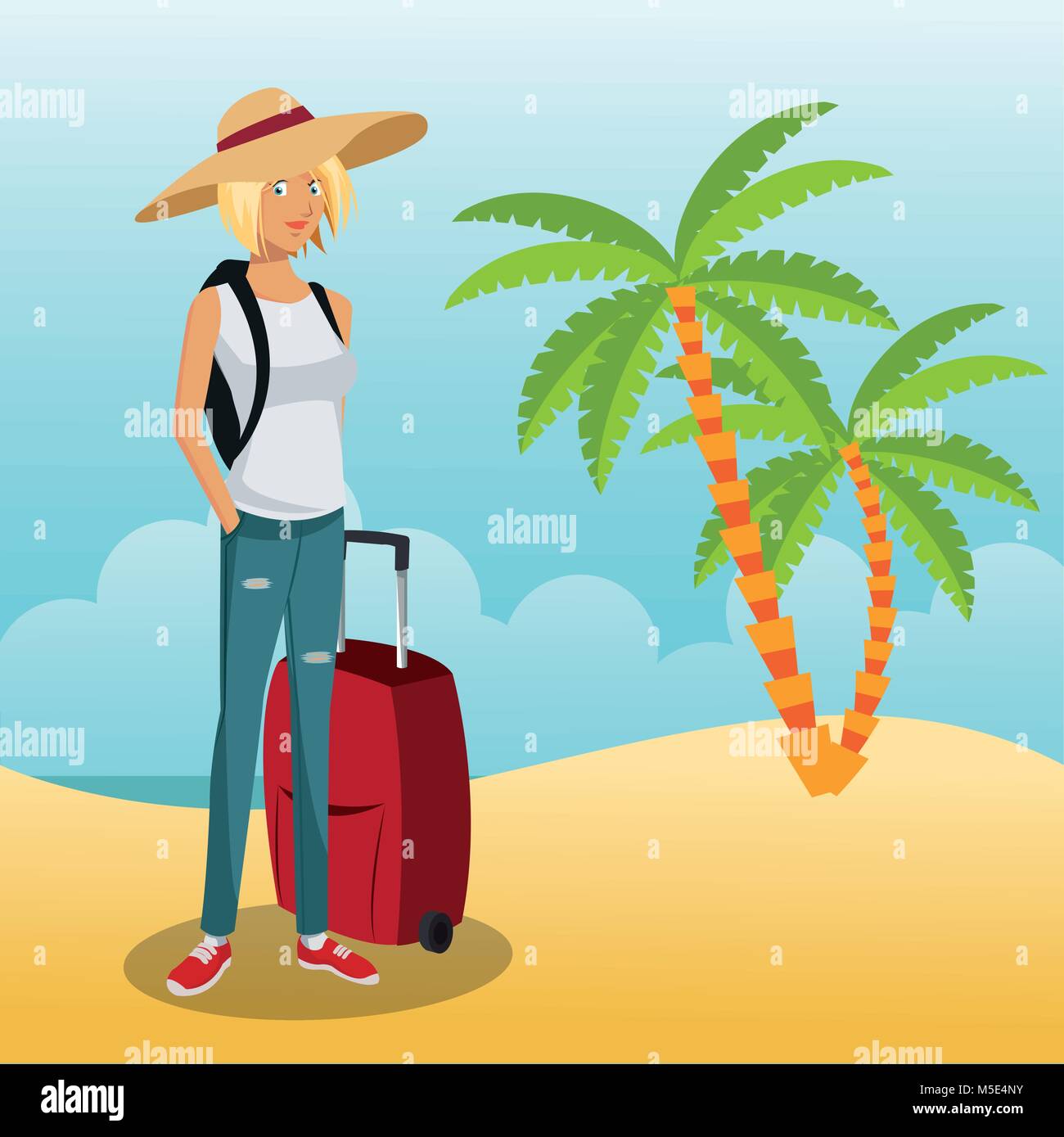 Turisti in spiaggia Illustrazione Vettoriale