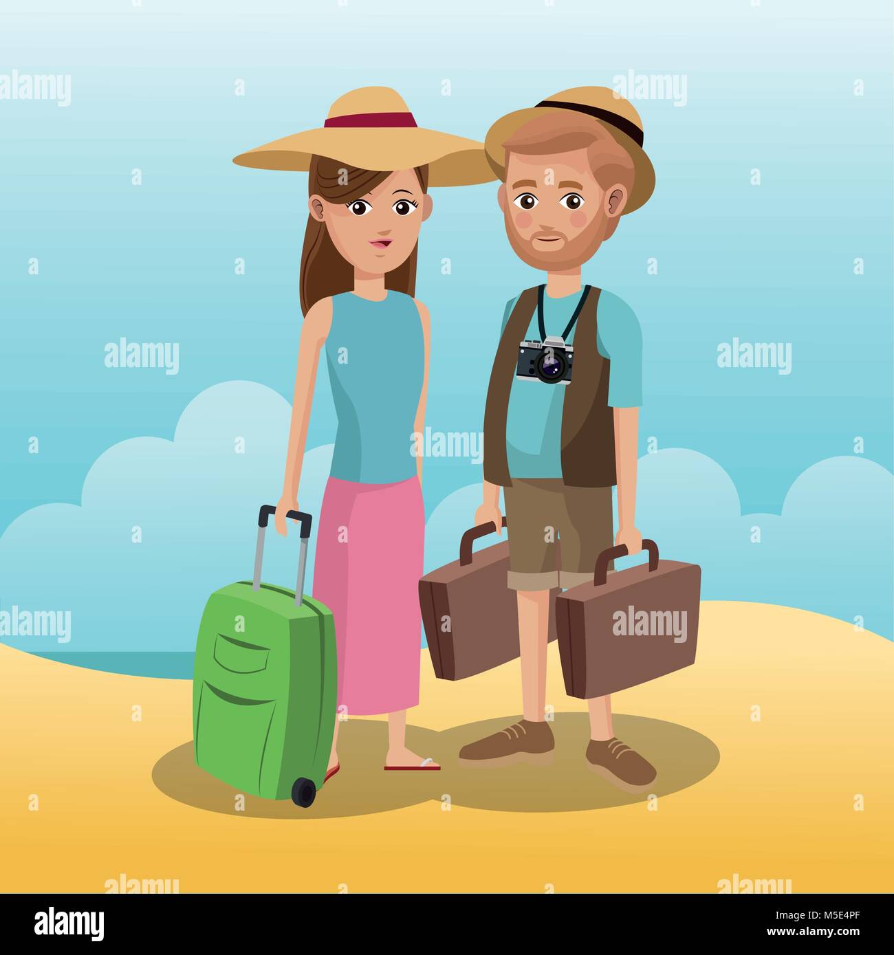 Turisti in spiaggia Illustrazione Vettoriale