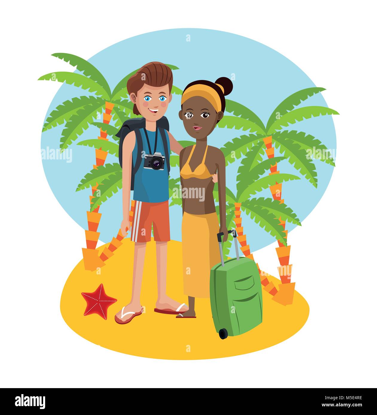 Turisti in spiaggia Illustrazione Vettoriale