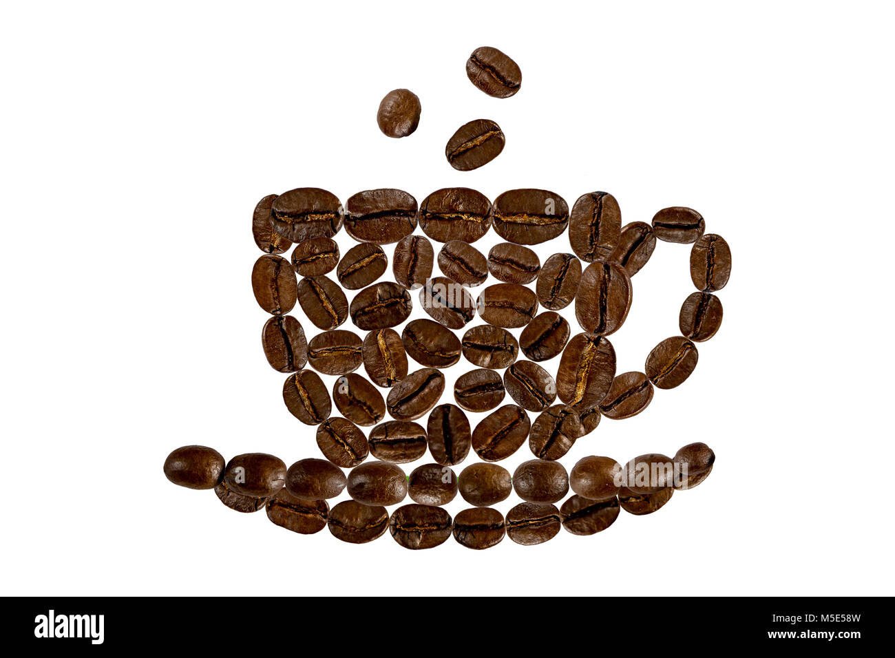 Una tazza di caffè al mattino da chicchi di caffè Foto Stock