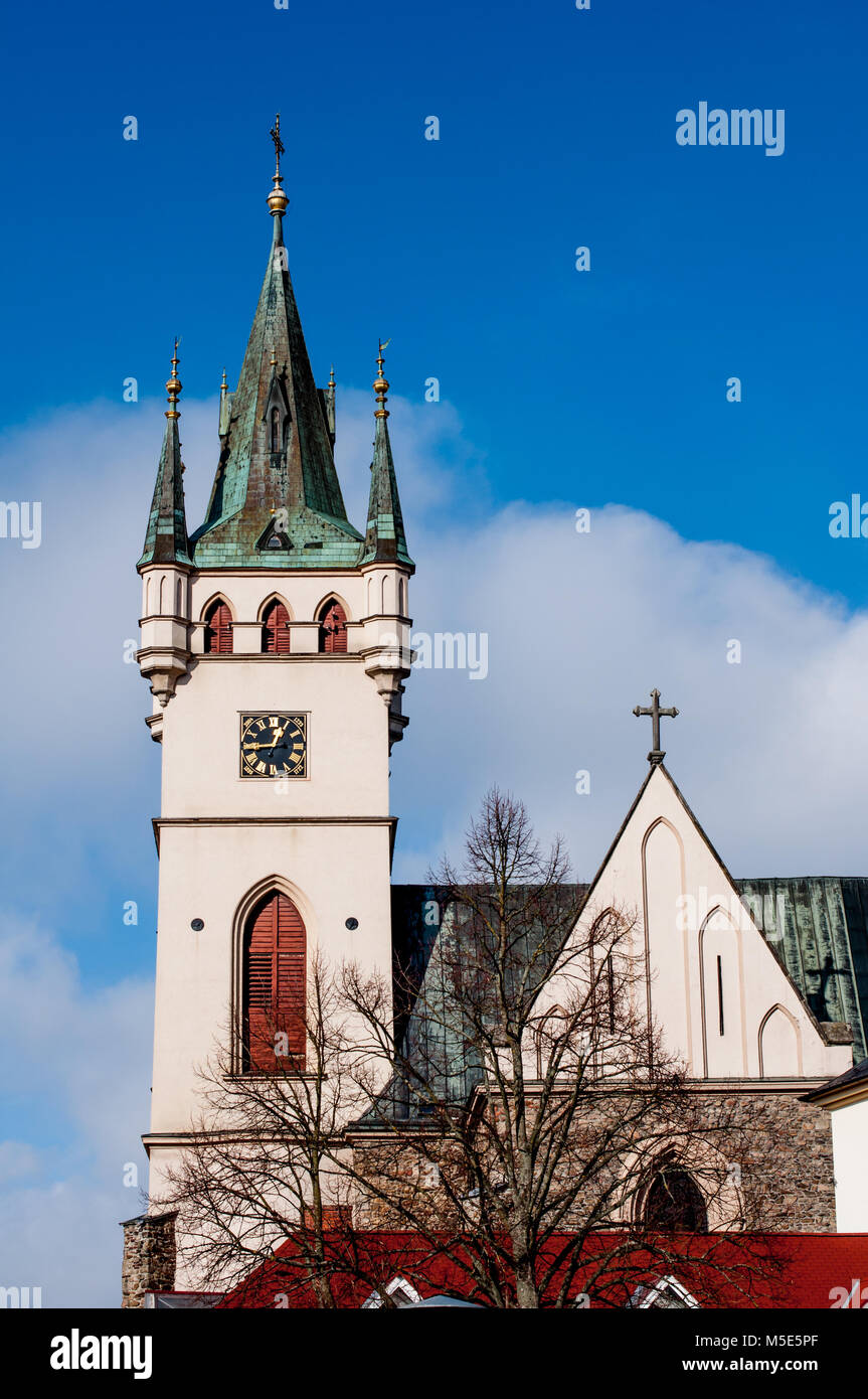 San Mikulas chiesa parrocchiale nella città di Humpolec, Repubblica Ceca Foto Stock