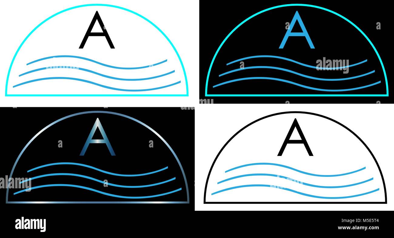 Logo minimalista per pool schermate logo acqua Illustrazione Vettoriale