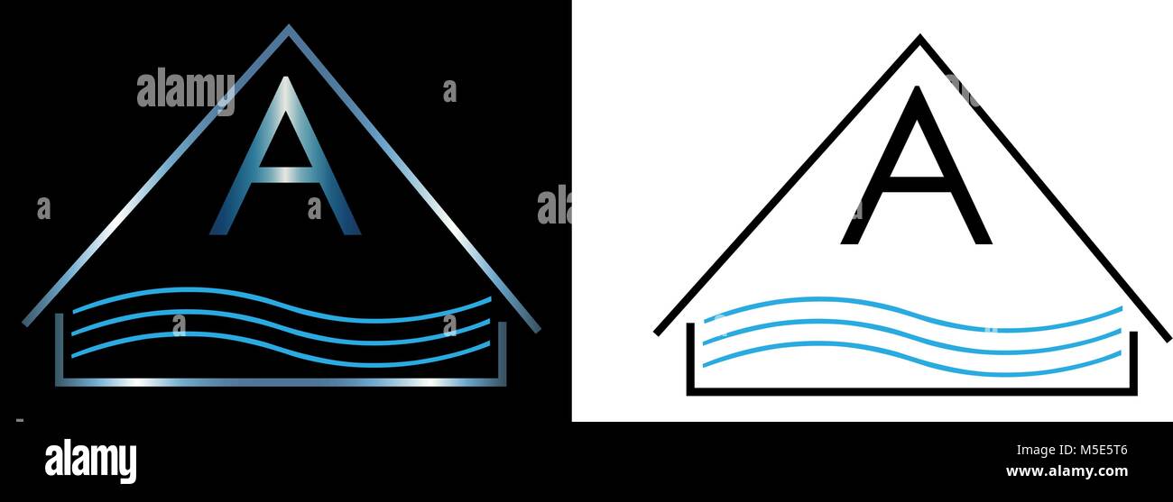 Logo minimalista per pool schermate logo acqua Illustrazione Vettoriale