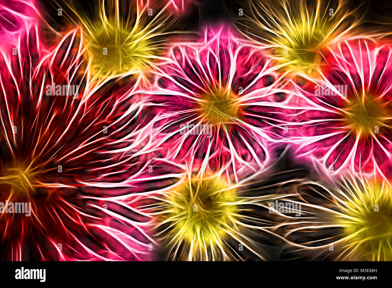 Abstract incandescente fiori al neon Foto Stock
