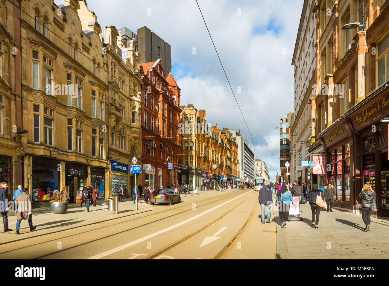 Vista di Corporation Street, Birmingham REGNO UNITO Foto Stock