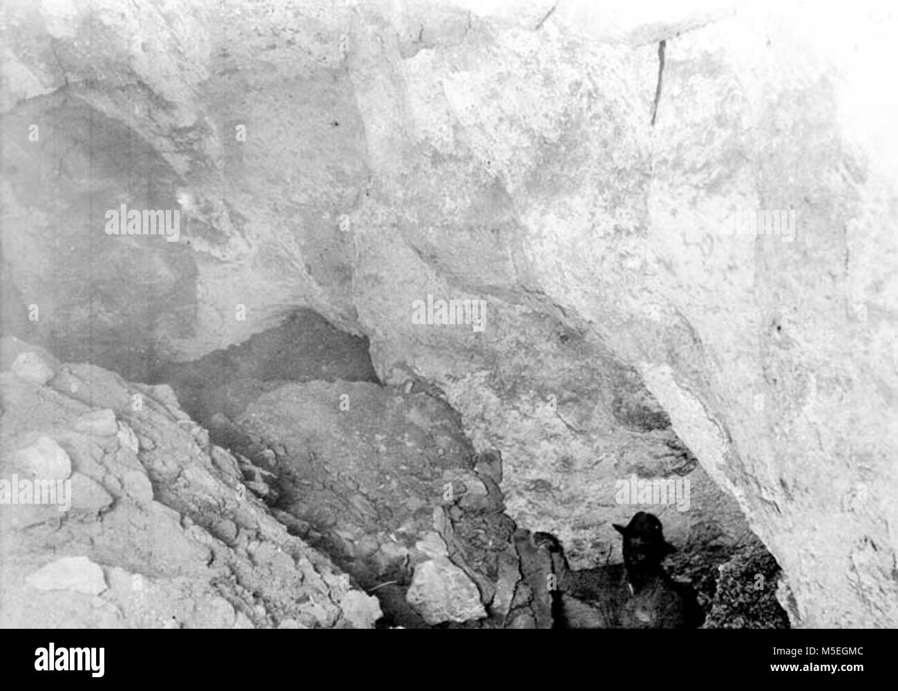 Grand Canyon Rampart Grotta vista interna del terrapieno grotta - mostra la straordinaria profondità raggiunta dal suolo bradipo sterco depositi - settembre 1936. Foto Stock