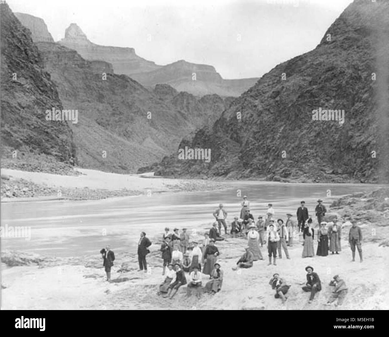 Grand Canyon storica- la Camera di commercio presso il fiume LOS ANGELES CAMERA DI COMMERCIO membri dal fiume Colorado. Il Bright Angel trail. 14 NOV 1906. PUTNAM & VALENTINE Foto Stock
