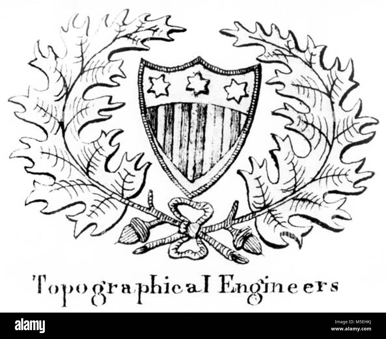 Grand Canyon Powell Expedition 1860 INSEGNA DEL CORPO DEGLI INGEGNERI TOPOGRAFICI - usato su POWELL la seconda spedizione. DESIGN NEL 1860 CIRCA. Foto Stock