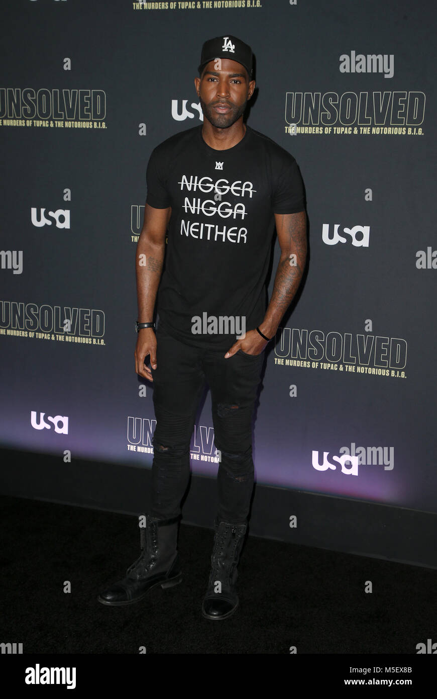 HOLLYWOOD, CA - febbraio 22: Karamo marrone, a Premiere di Stati Uniti d'America della rete 'irrisolti : gli omicidi di Tupac e il famigerato B.I.G.' all'Avalon di Hollywood di Febbraio 22, 2018. Credito: Faye Sadou/MediaPunch Foto Stock