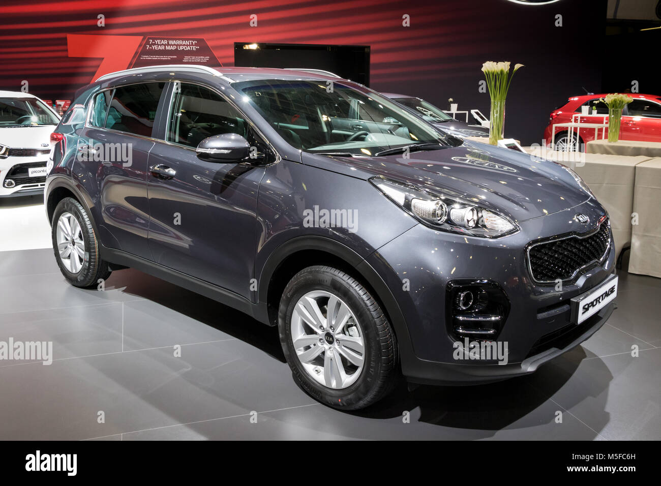 Bruxelles - Jan 10, 2018: Kia Sportage crossover Auto SUV illustrato a Bruxelles Motor Show. Foto Stock