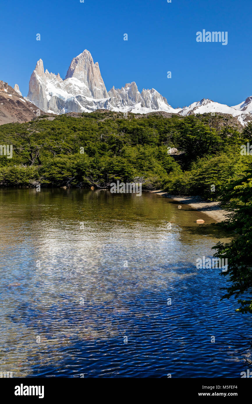 Mt. Fitz Roy 3405m; Laguna Capri; Patagonia Argentina; Foto Stock