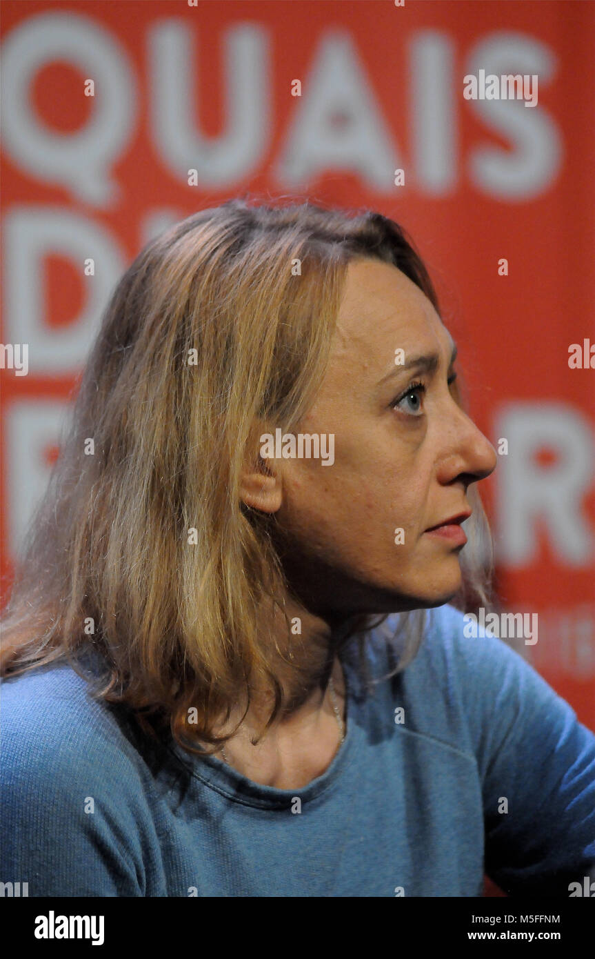 Il francese controversal scrittrice Virginie Despentes assiste Quais du Polar Festival letterario, Lione, Francia Foto Stock