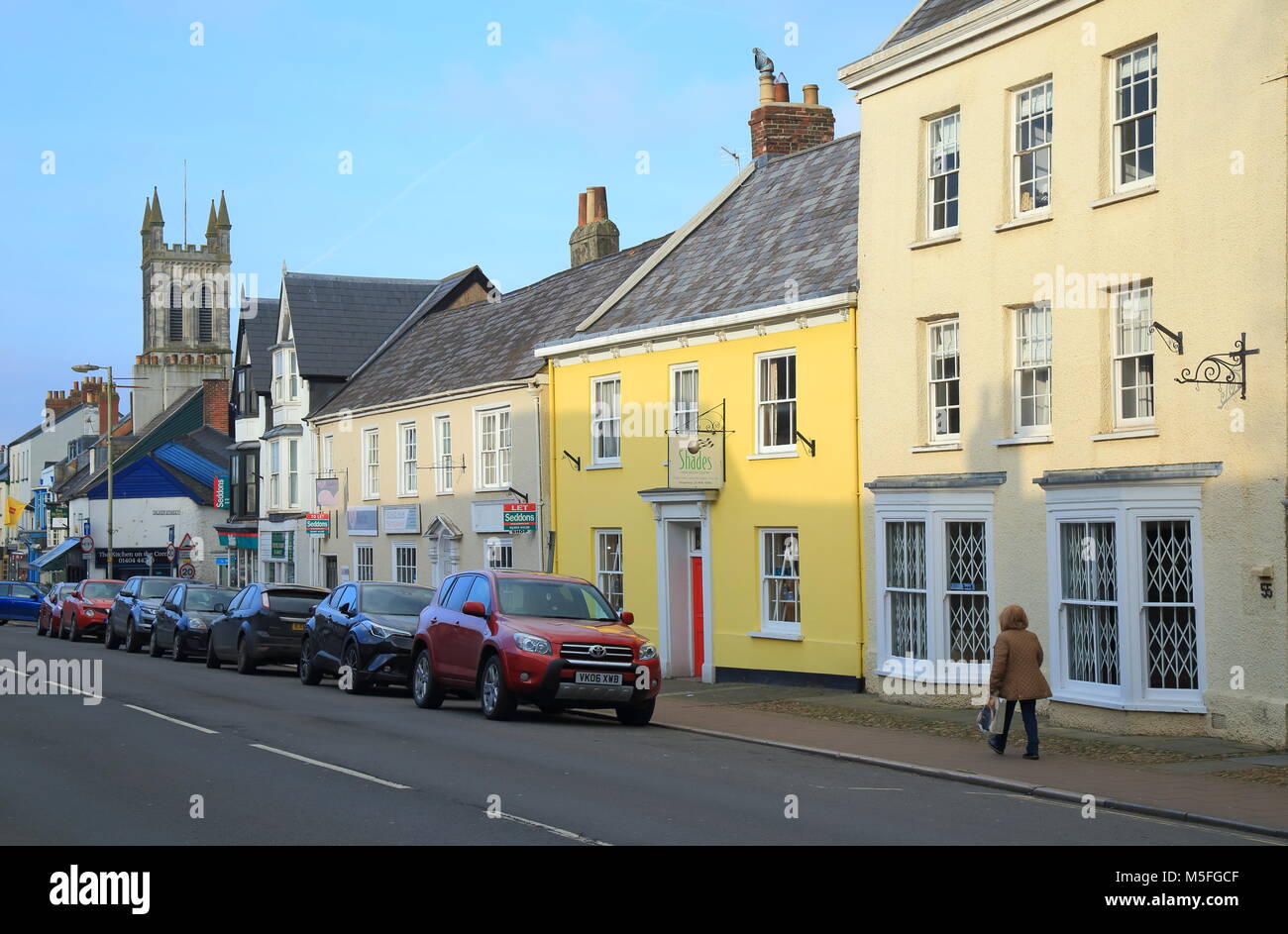 Città mercato di Honiton in East Devon famoso per i negozi di antiquariato Foto Stock