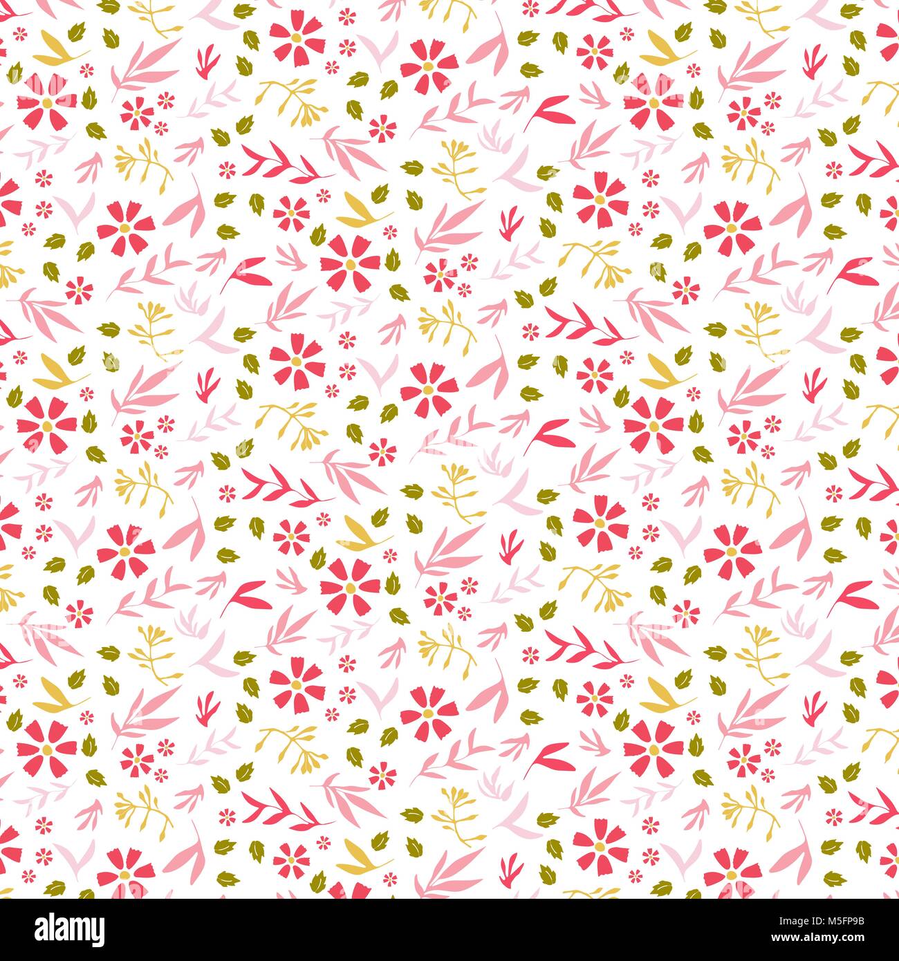 Fiori di colore rosa, sfondo fiore coloratissimo doodle, disegnati a mano illustrazione Illustrazione Vettoriale