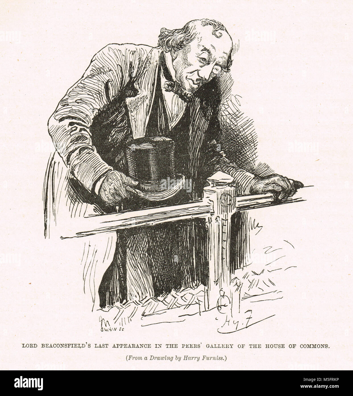 Benjamin Disraeli l'ultima apparizione nella galleria di coetanei, House of Commons, circa 1881 Foto Stock