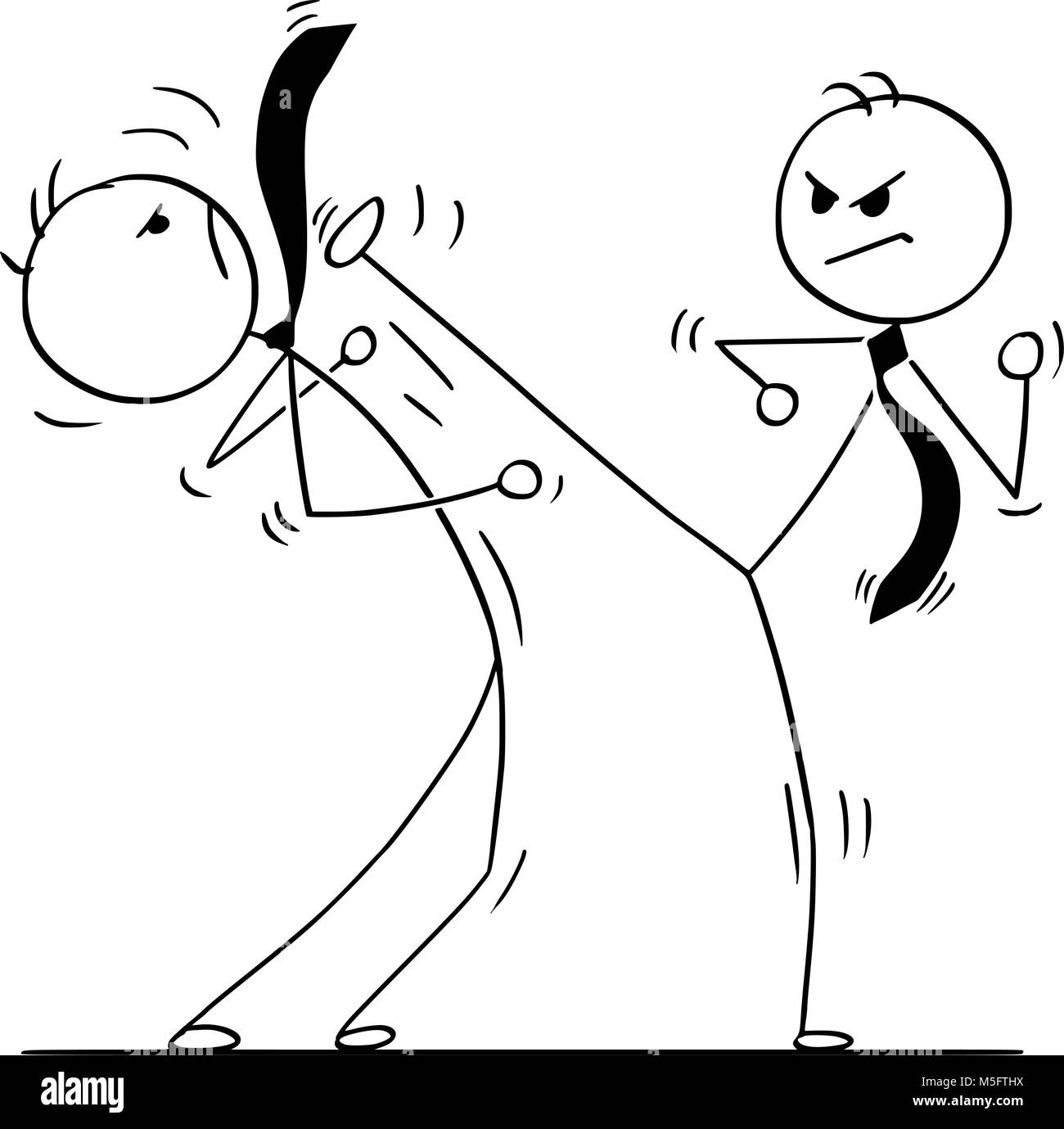 Cartoon di due imprenditori Kung Fu o il Karate combattimenti Illustrazione Vettoriale