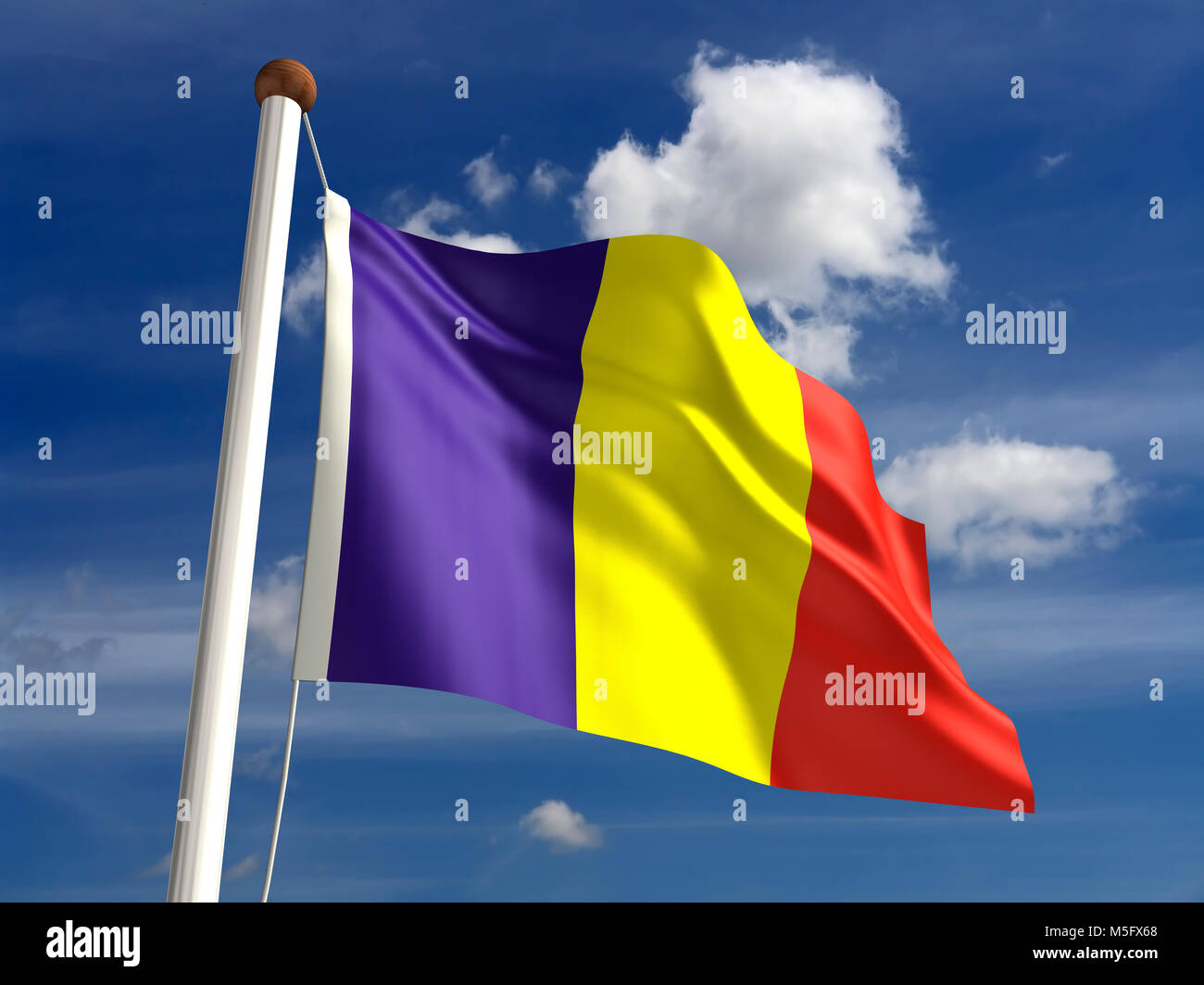 3D Bandiera della Romania (con percorso di clipping) Foto Stock