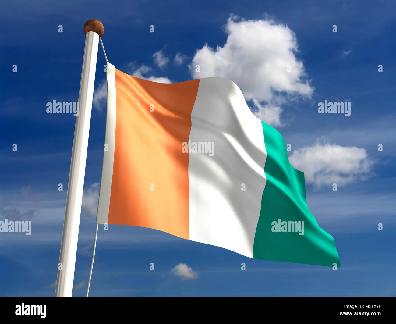 3D Bandiera della Costa d'Avorio (con percorso di clipping) Foto Stock