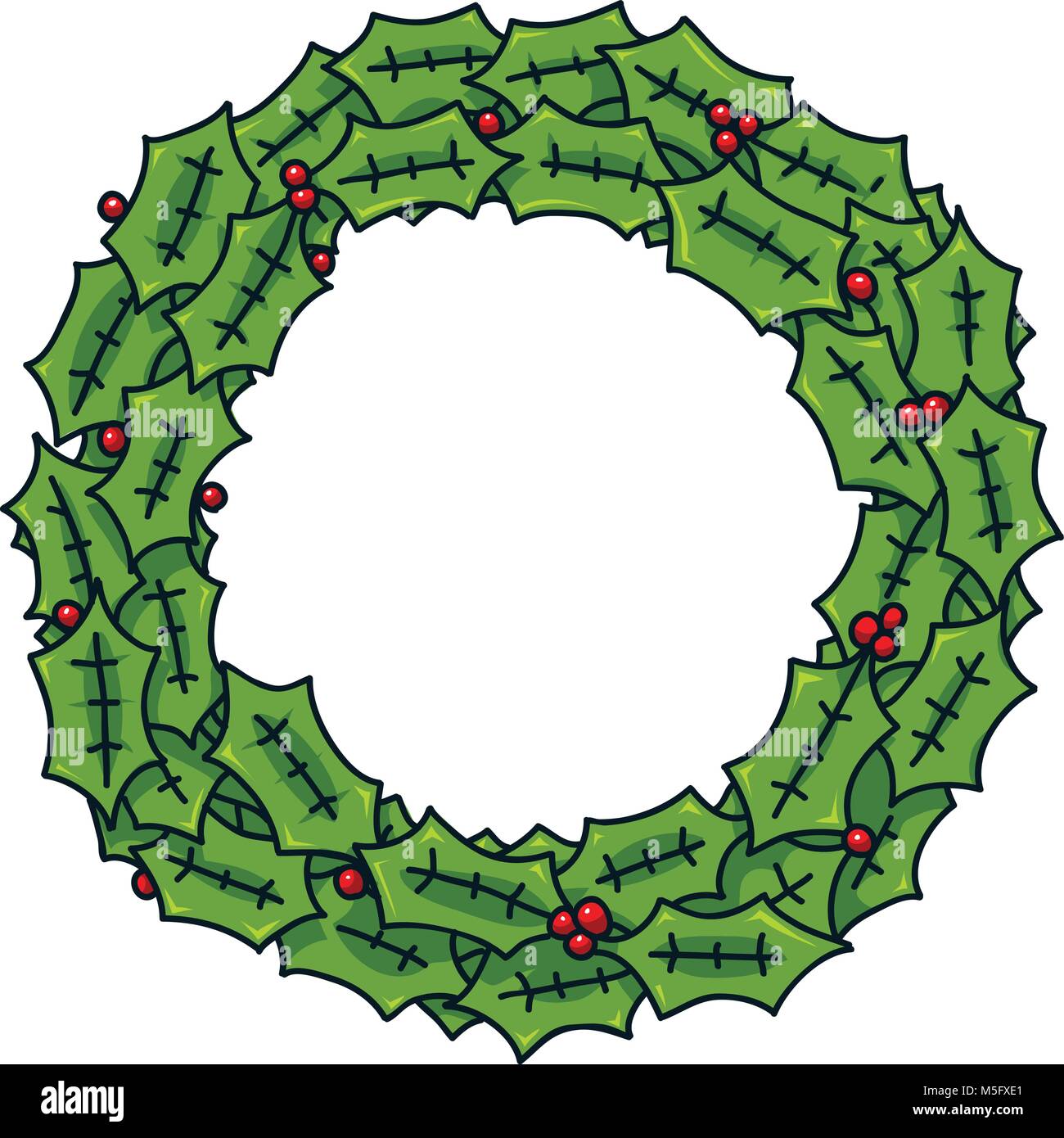 Una festosa, inverno ghirlanda di cartone animato con i frutti di bosco. Illustrazione Vettoriale