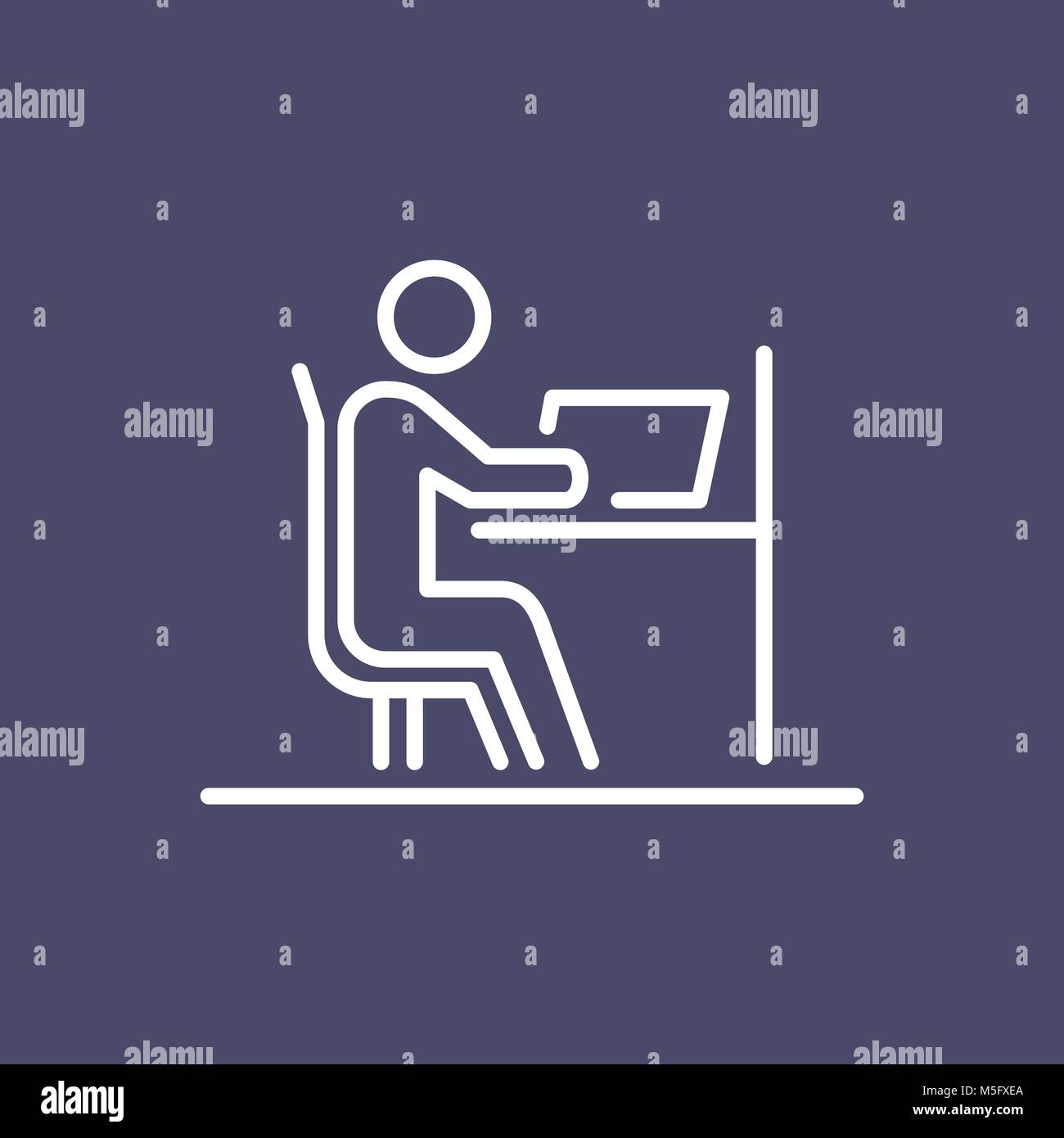 Datore di lavoro ufficio business icona persone linea semplice illustrazione piana. Illustrazione Vettoriale