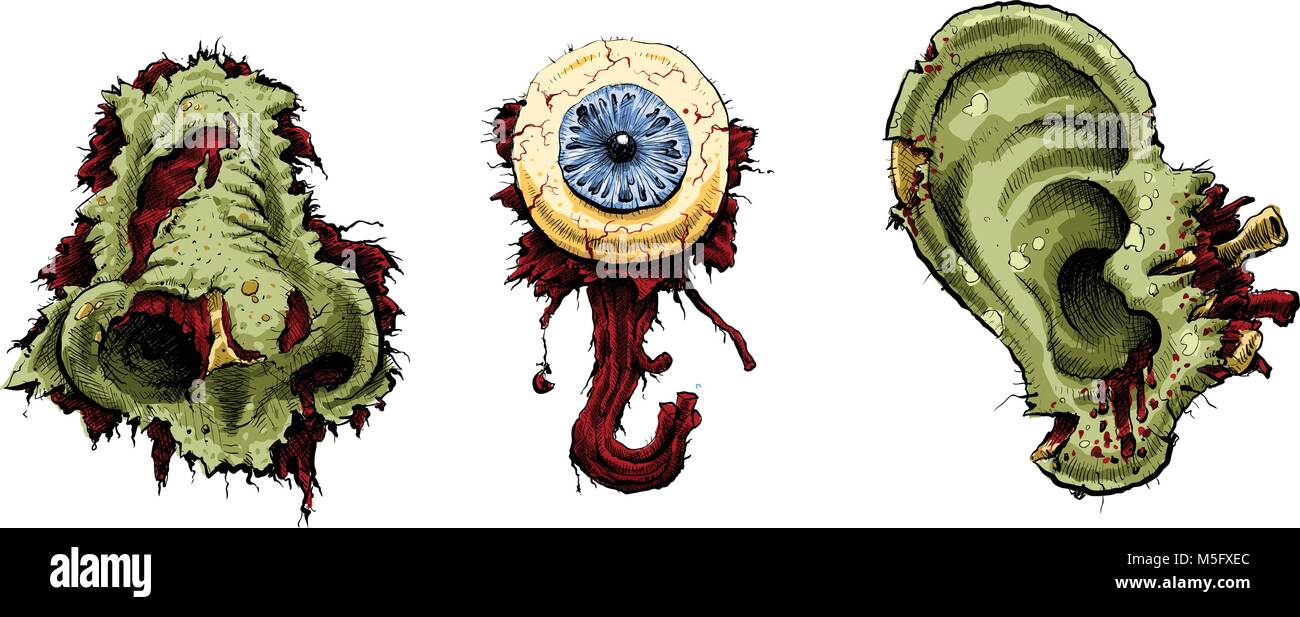 Una collezione di zombie parti del corpo. Illustrazione Vettoriale