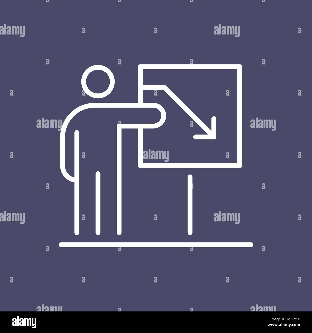 Presentazione la gente di affari icona linea semplice illustrazione piana. Illustrazione Vettoriale