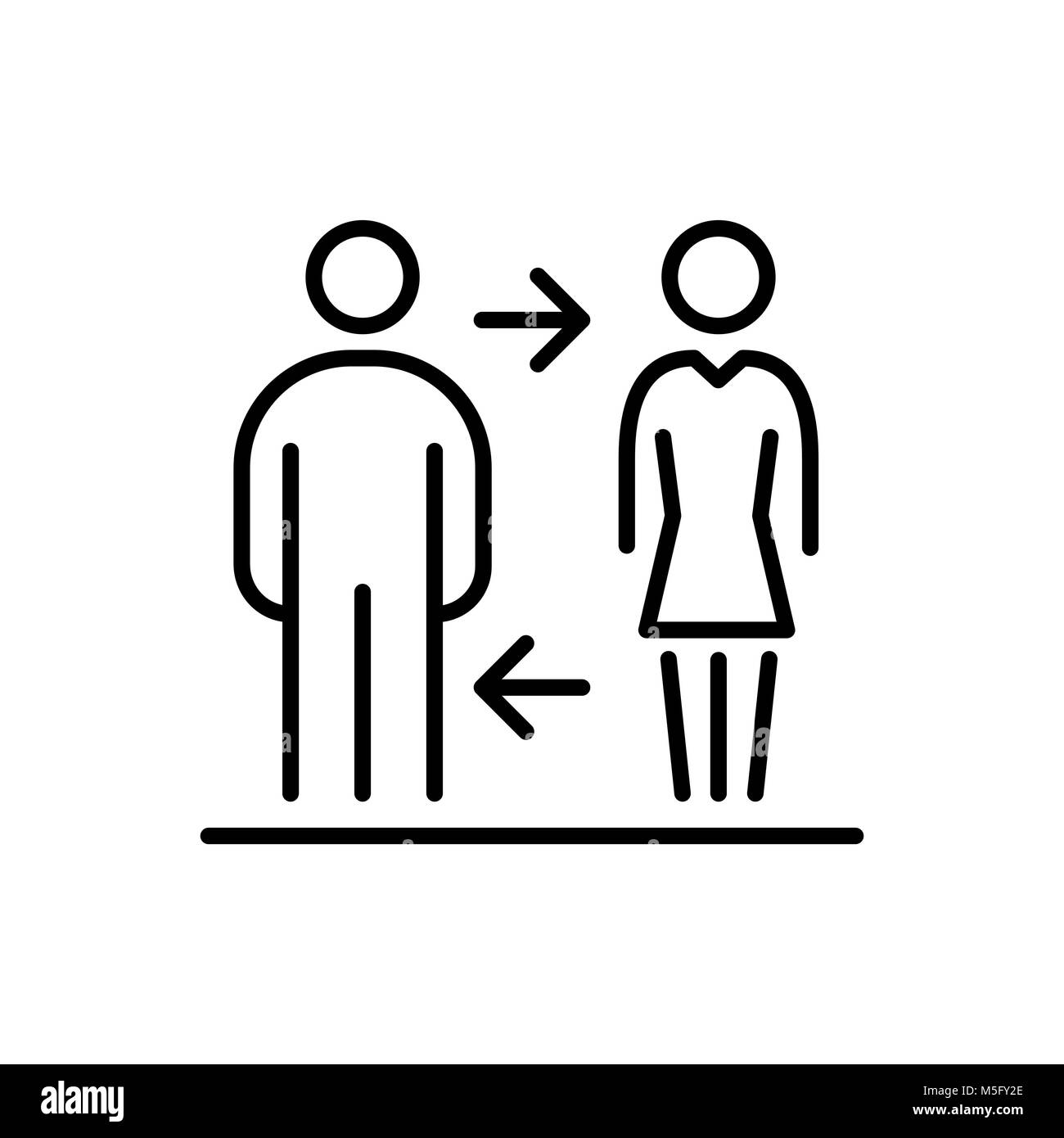 Due persone di affari icona linea semplice illustrazione piana. Illustrazione Vettoriale