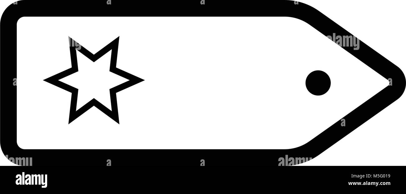 Star tag linea sottile profilo isolato su sfondo bianco per il web e mobile app design, illustrazione vettoriale Illustrazione Vettoriale