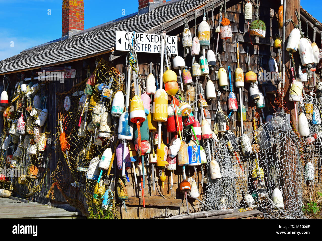 Cape Neddick lobster shack in pozzetti, Maine Foto Stock