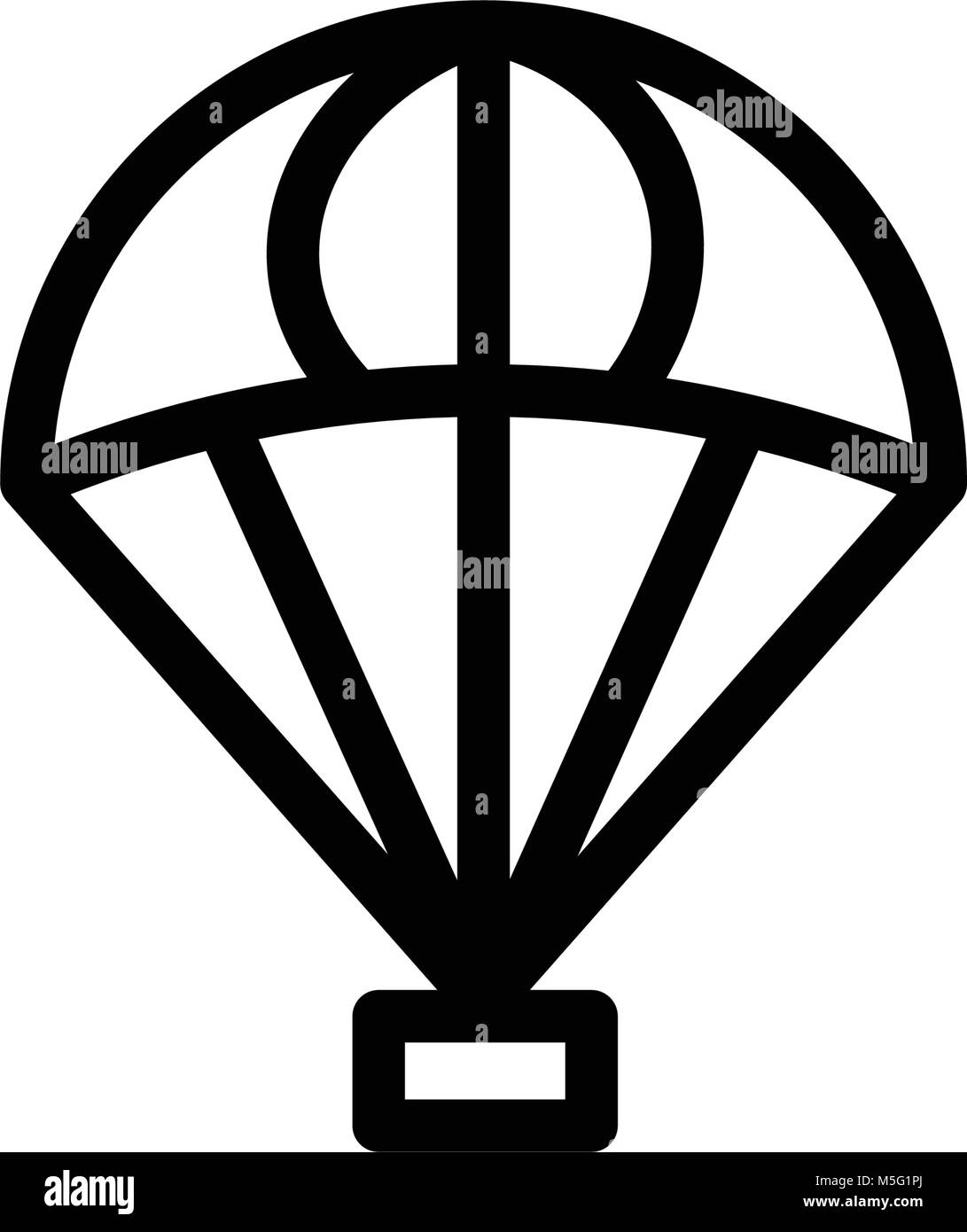 Servizio di consegna il simbolo. pacchetto con paracadute icona linea, contorno e riempito di segno del vettore, lineare e il pittogramma completo isolato su bianco, logo illustrat Illustrazione Vettoriale