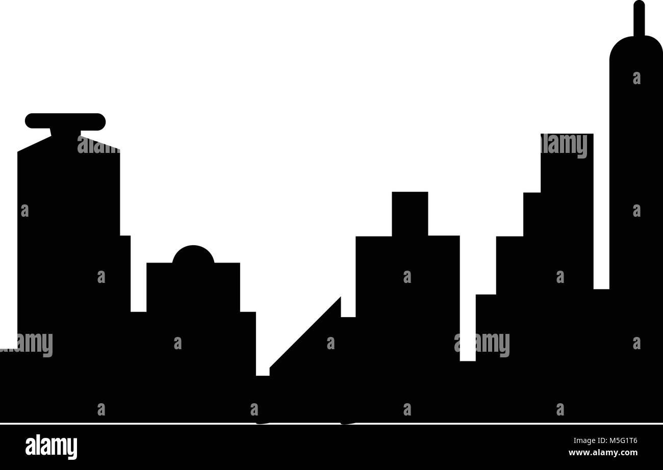 Skyline della città e la costruzione di linea di icona di stile di contorno isolati su sfondo bianco, l'illustrazione è piatto, vettore, pixel perfette per il web e la stampa. Lin Illustrazione Vettoriale