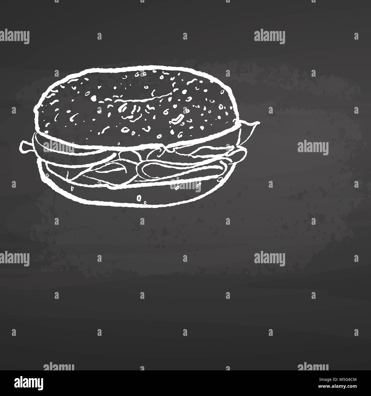 Bagel Poster Chalkboard Sketch. Concetto immagini vettoriali con copia spazio. Ideale per prodotti alimentari Etichettatura prezzi e layout poster. Illustrazione Vettoriale