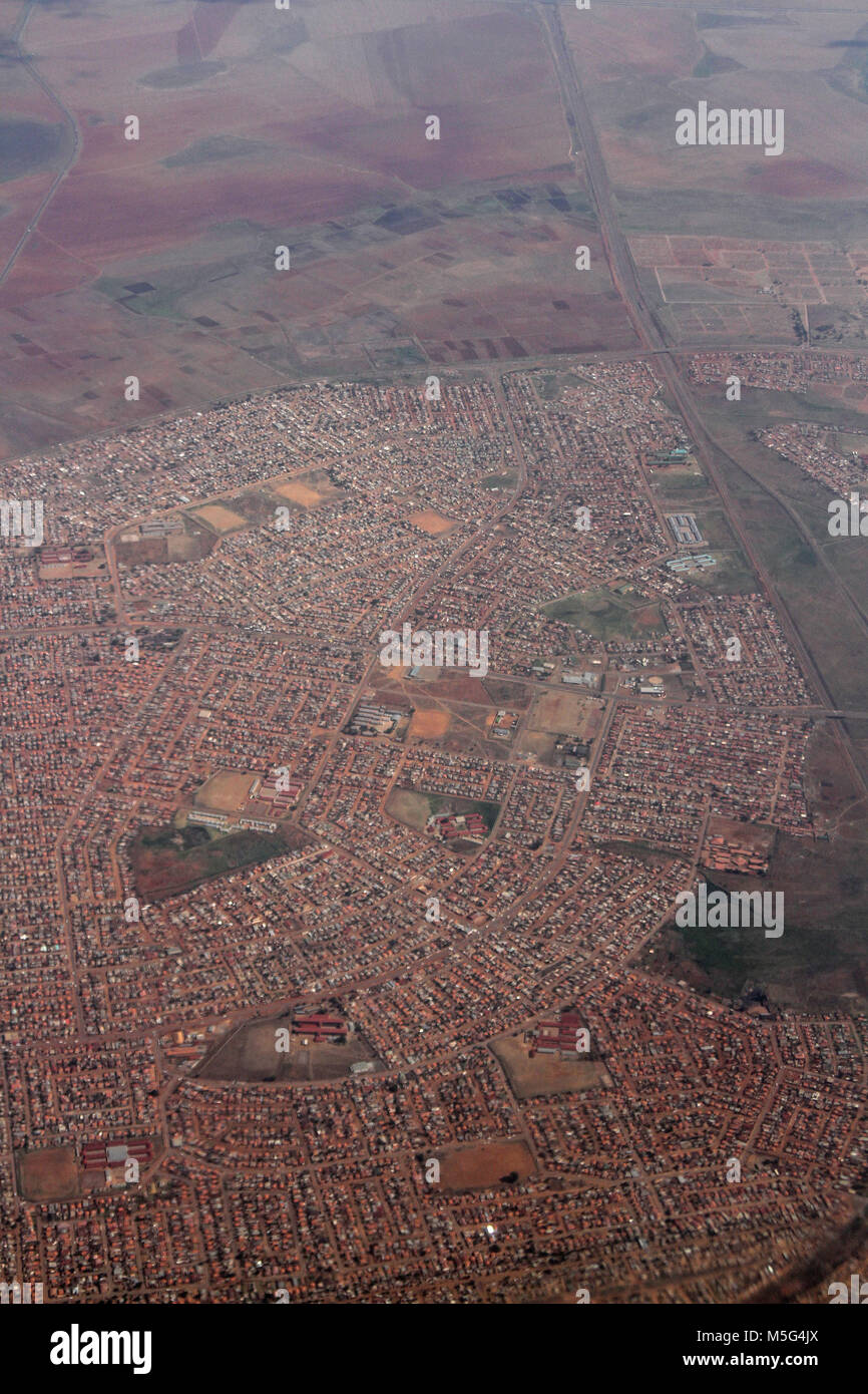Vista aerea di Soweto Township, Sud Africa, Foto Stock