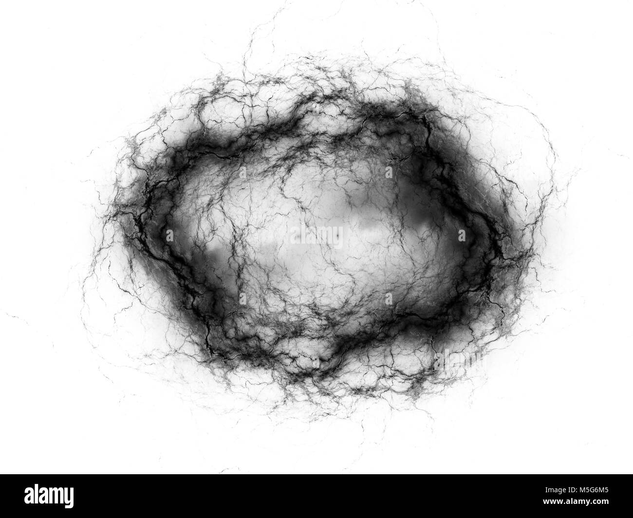 Materia oscura e energia nello spazio, in bianco e nero invertiti, generato dal computer texture astratta per sovrapposizione o effetto di schermo, rendering 3D Foto Stock