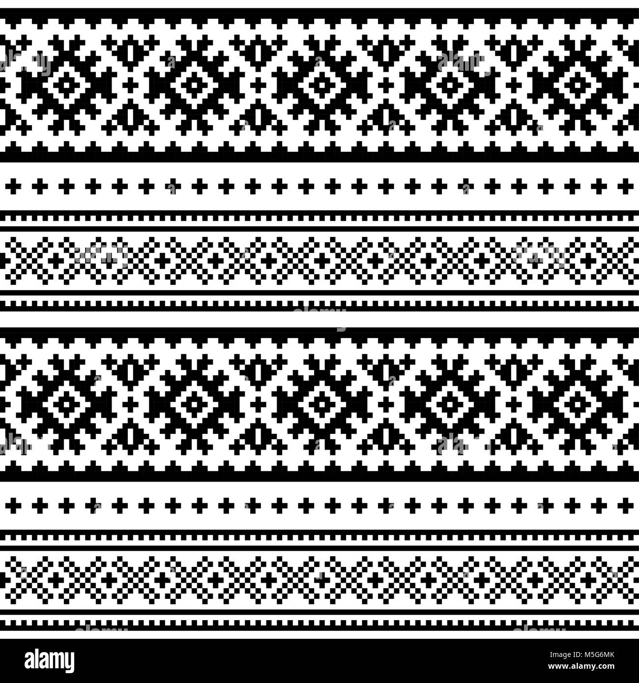 Seamless folk art pattern, la Lapponia design tradizionale, Sami vettore sfondo senza giunture, scandinavo Nordic wallpaper Illustrazione Vettoriale