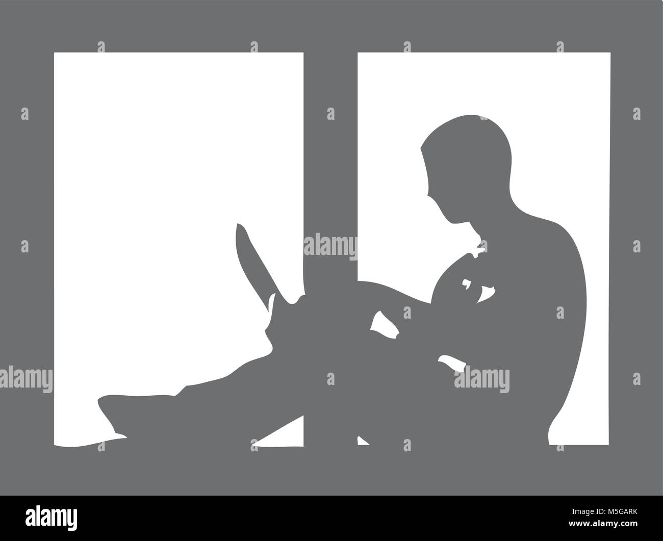 Uomo alla finestra Rubrica di lettura Illustrazione Vettoriale