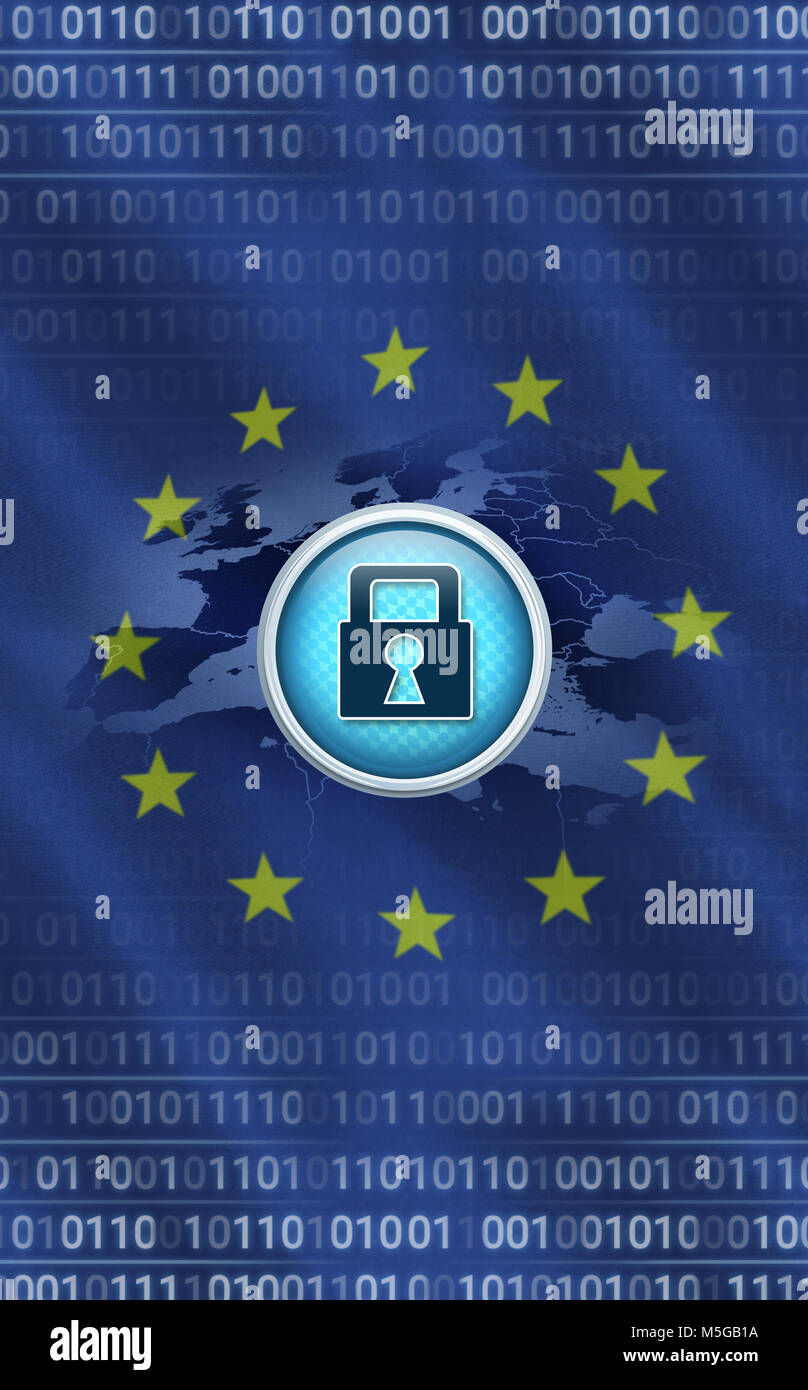 Bandiera dell'Unione europea con il concetto di sicurezza Foto Stock