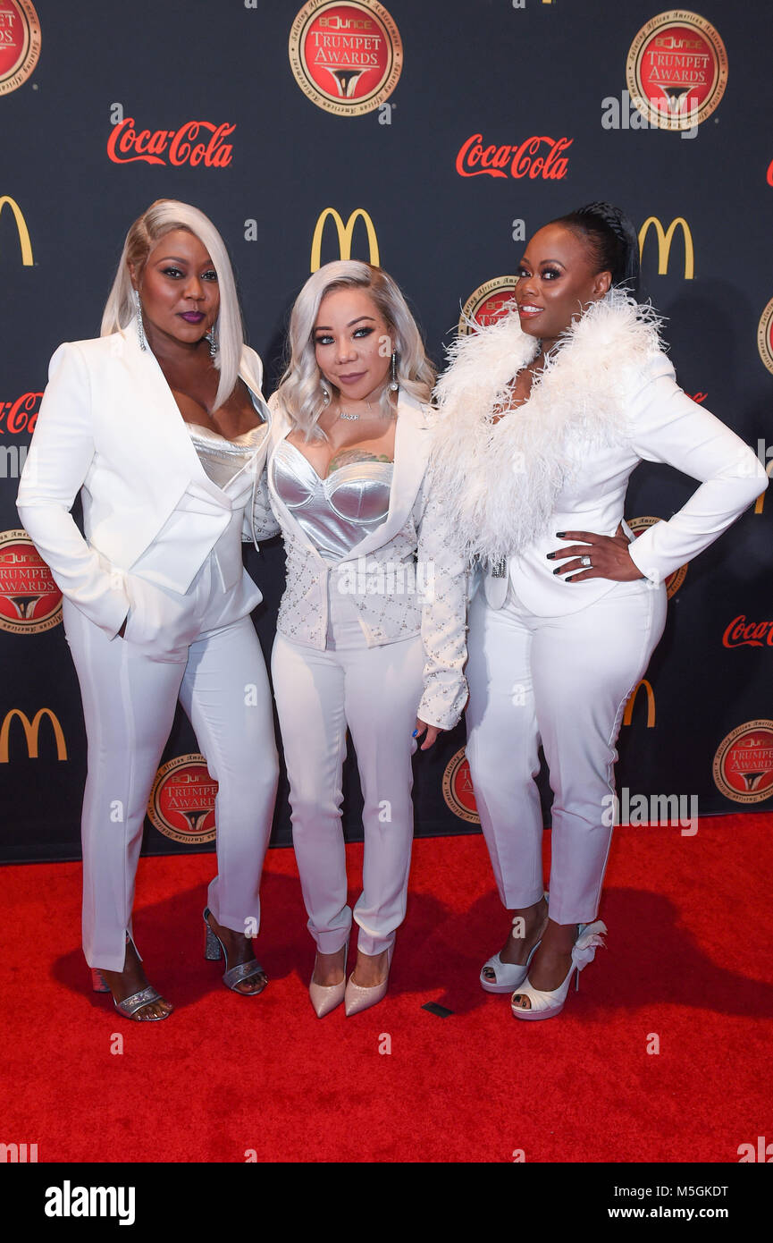 Xxvi edizione tromba Awards tenutosi presso il Cobb Energy Performing Arts Centre - Arrivi con: LaTocha Scott, Tameka 'Tiny' Harris, Tamika Scott dove: Atlanta, Georgia, Stati Uniti quando: 20 Gen 2018 Credit: WENN.com Foto Stock