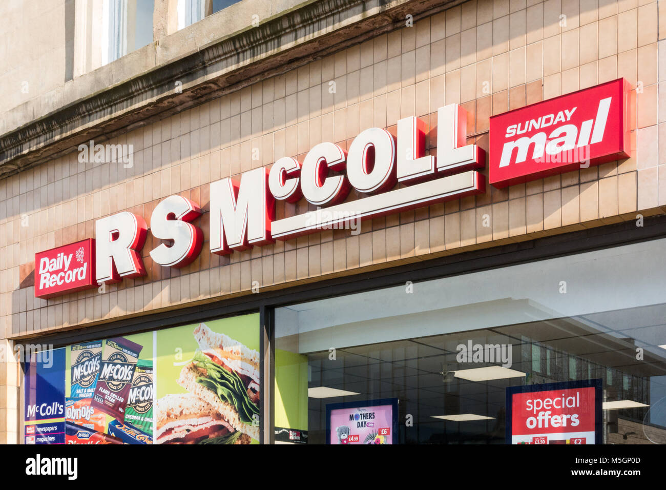 McColls edicola e minimarket - marca come R S McColl - Bearsden, Glasgow, Scotland, Regno Unito Foto Stock