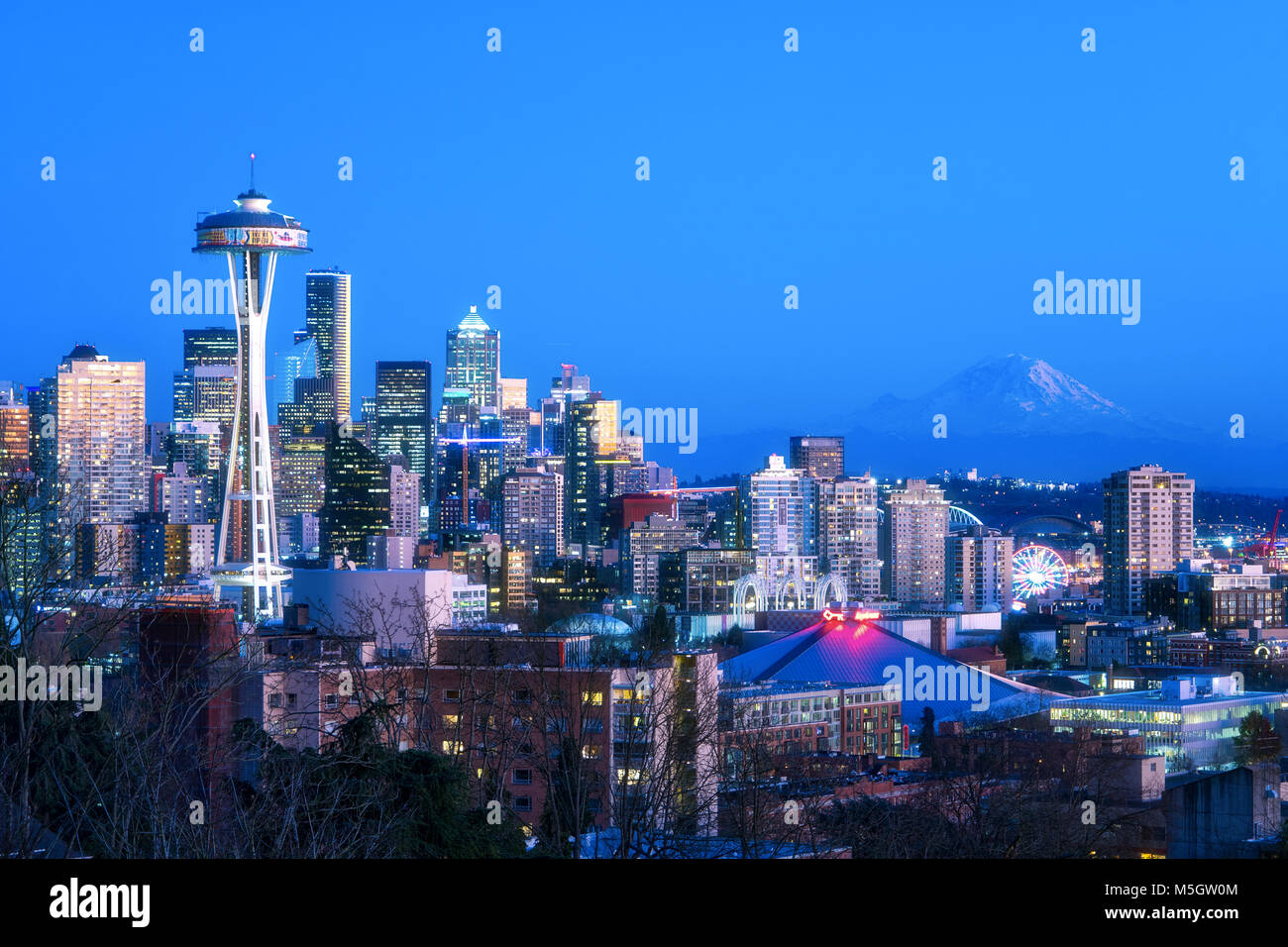 La skyline di Seattle Foto Stock