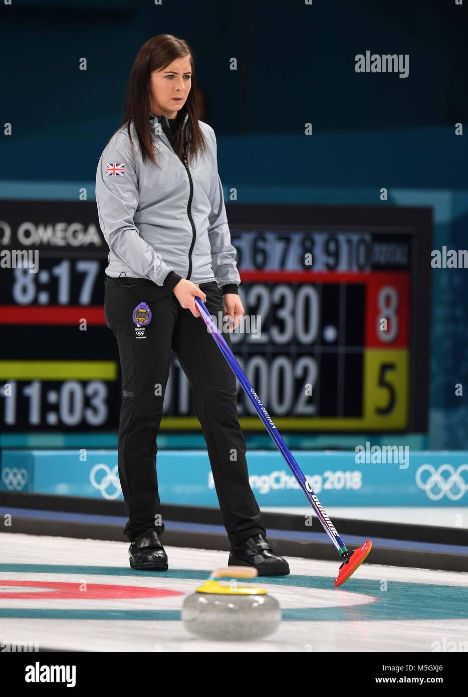 Pyeongchang, Corea del Sud. Il 22 febbraio, 2018. Eve Muirhead (GBR, saltare). Womens curling. Semi Finali. Gangneung centro di curling. Gangneung. Pyeongchang2018 Olimpiadi invernali. Repubblica di Corea. 23/02/2018. Credito: Sport In immagini/Alamy Live News Foto Stock