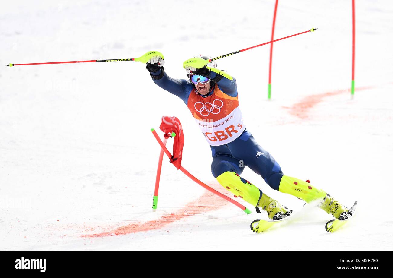 Pyeongchang, Corea del Sud. Il 24 febbraio, 2018. Dave Ryding (GBR). Team Alpina Sci evento. Yongpyong alpine center. Alpensia. Pyeongchang2018 Olimpiadi invernali. Repubblica di Corea. 24/02/2018. Credito: Sport In immagini/Alamy Live News Foto Stock